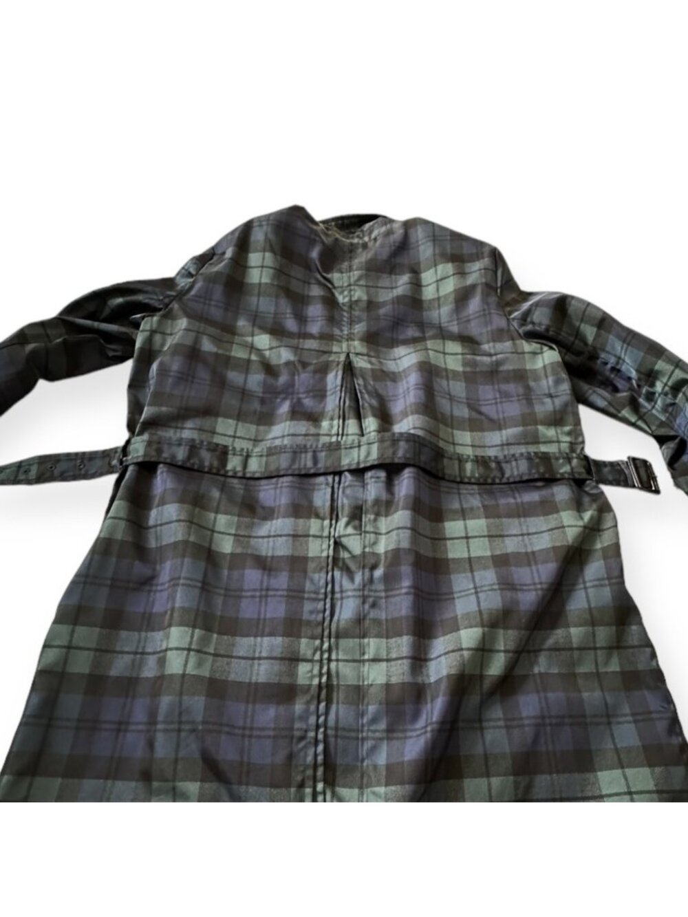 Prada Blackwatch Tartan Nylon Trench Coat IT46 PU Coated - Picture 11 of 16